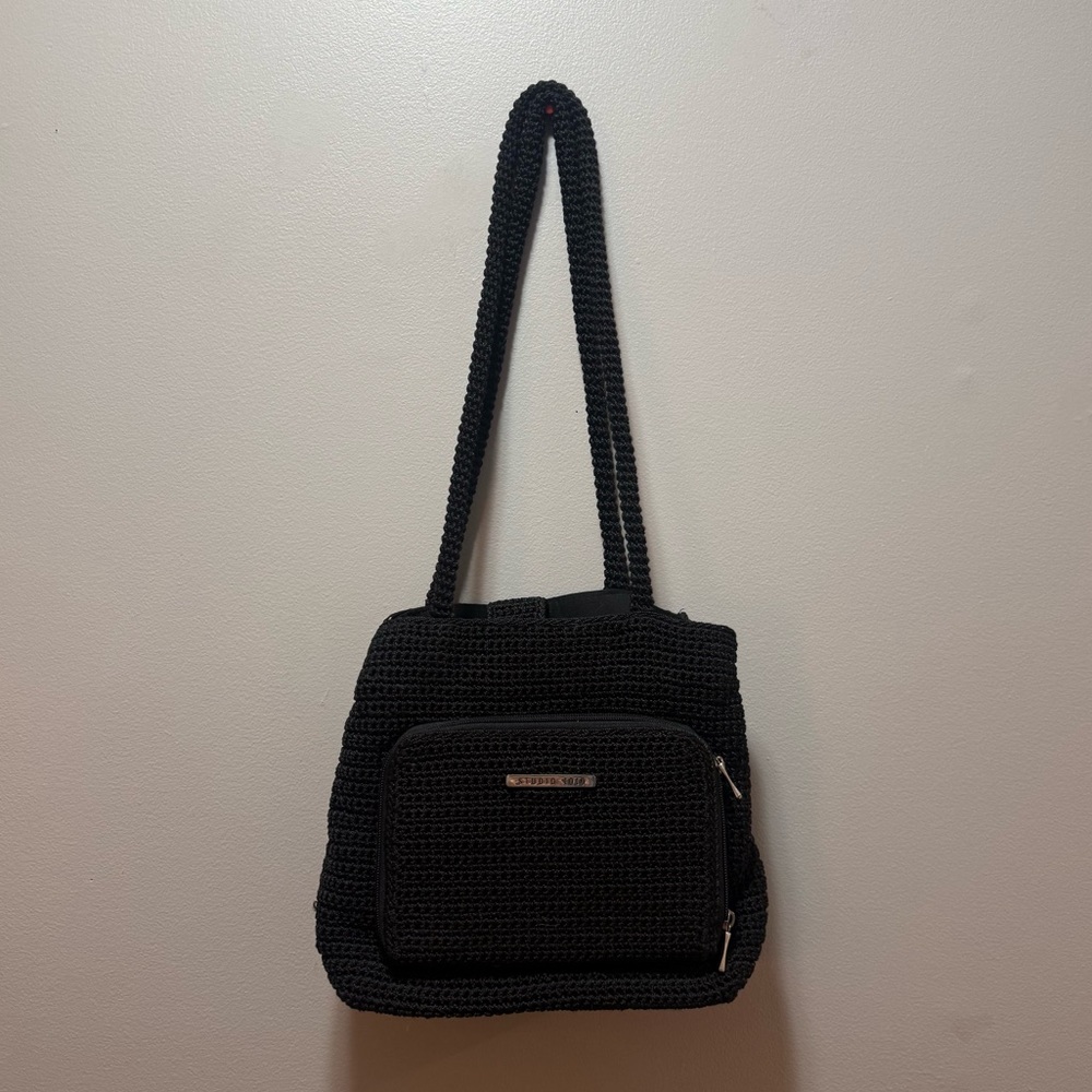 Black Woven Shoulder Bag